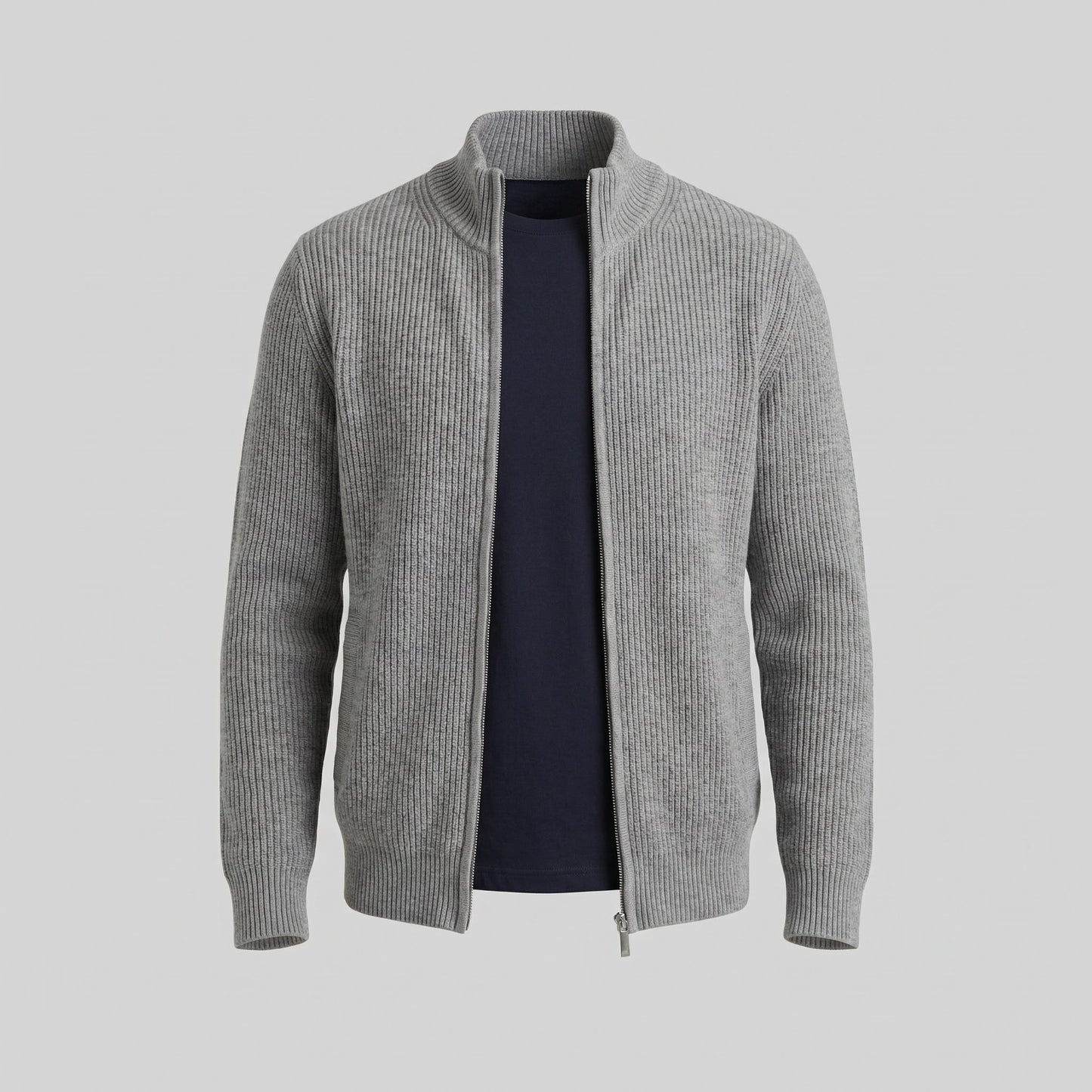 Men's Knitted Zip Up Cardigan