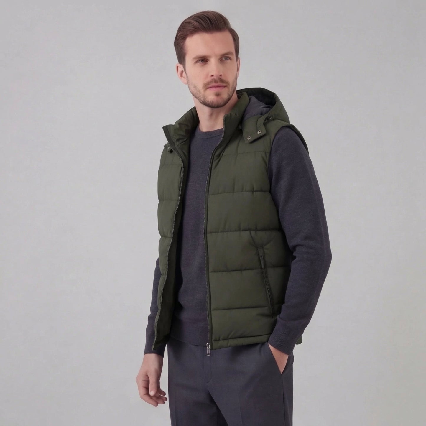 Men's Padded Body Warmer Vest with Hood
