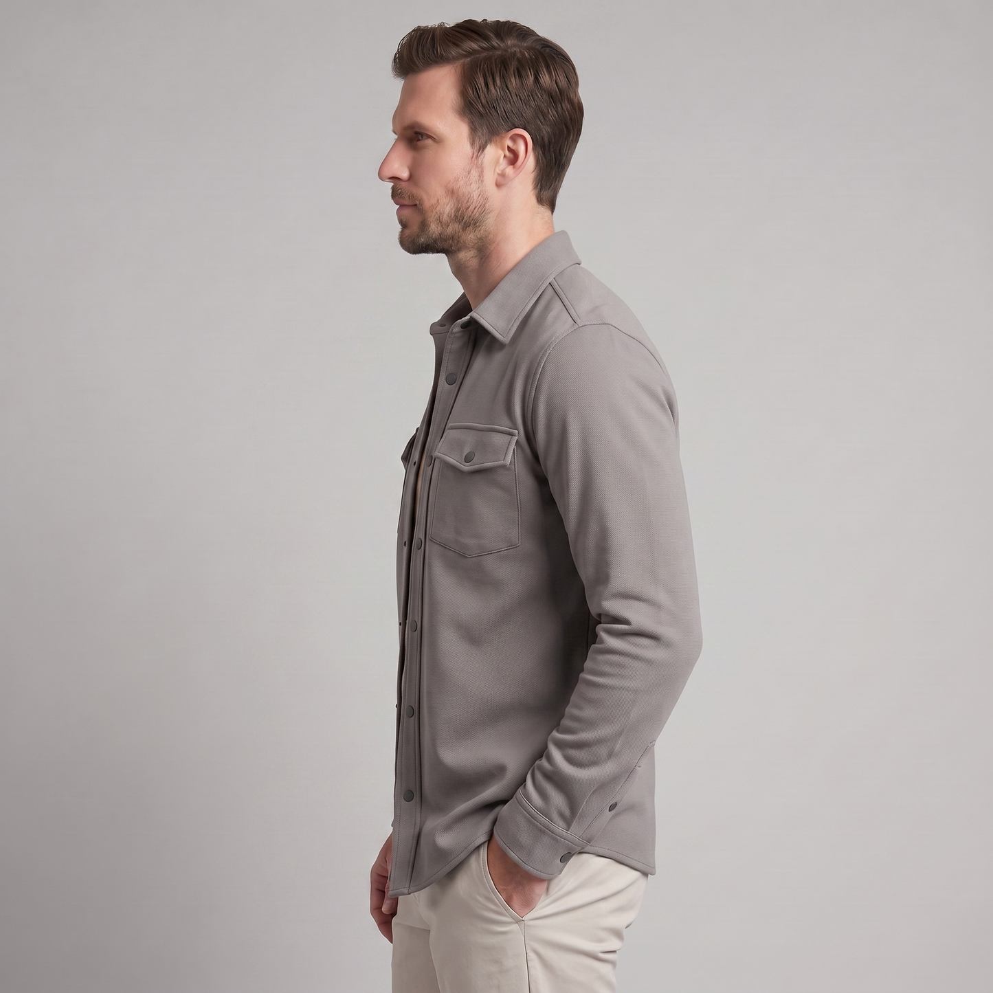Men's Twin-Pocket Overshirt Slim Fit