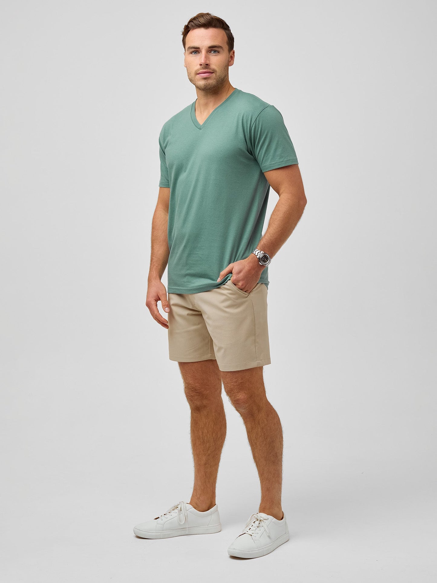 Kit com 6 Camisetas Masculinas Gola V