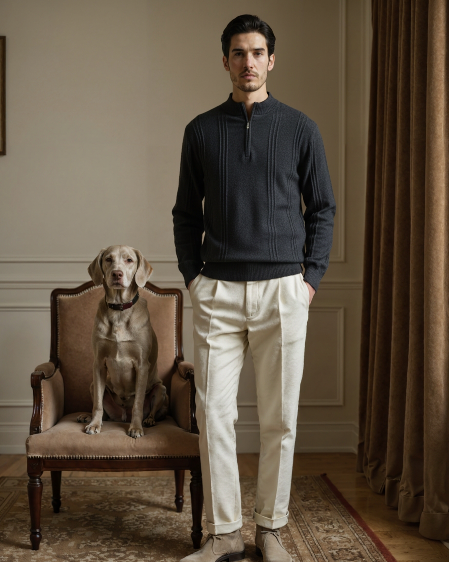 Premium Cashmere Ribbed Zip Sweater