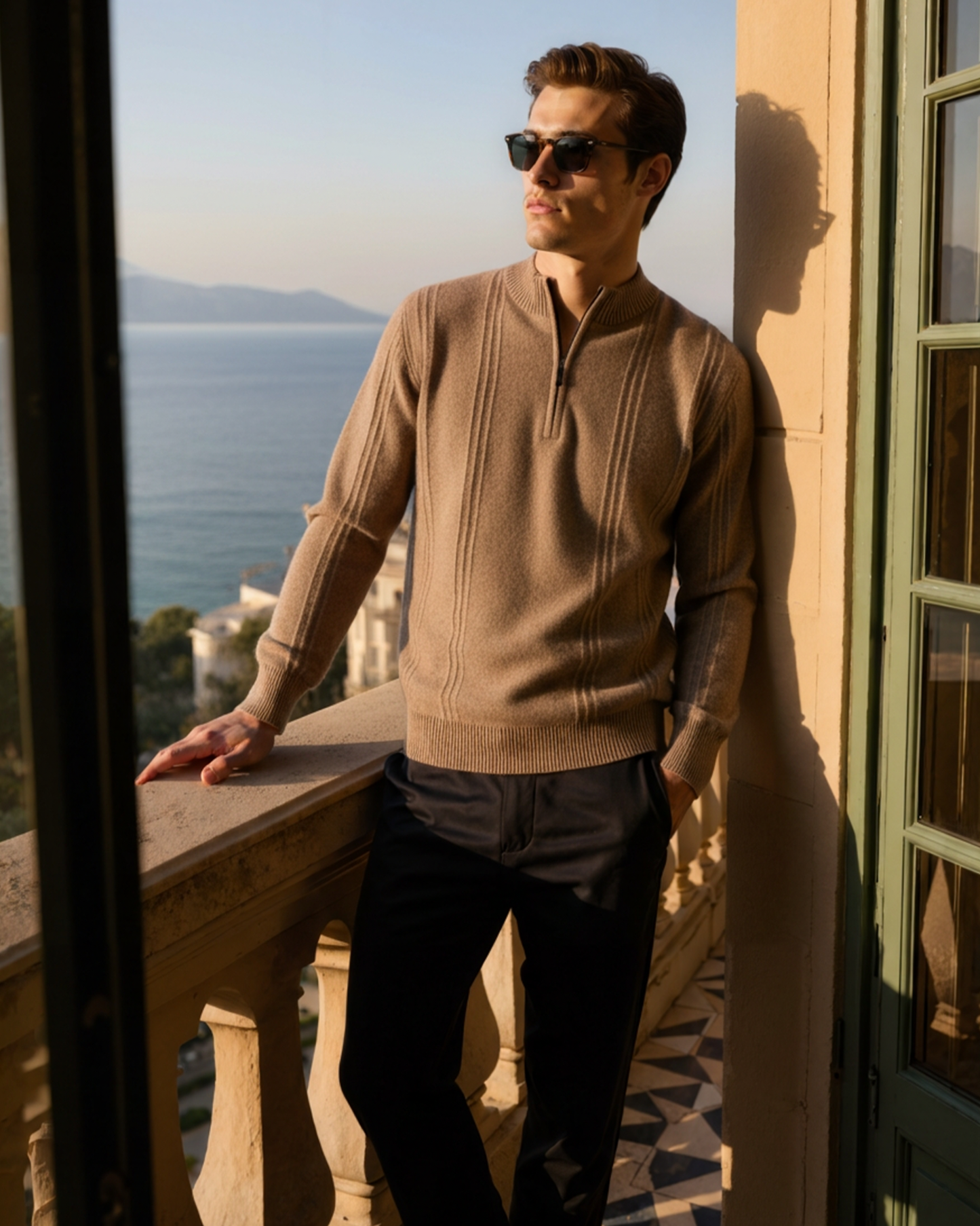 Premium Cashmere Ribbed Zip Sweater