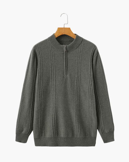 Premium Cashmere Ribbed Zip Sweater