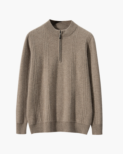 Premium Cashmere Ribbed Zip Sweater