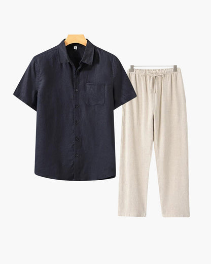 Wearing Men Linen Combo (Shortsleeve)