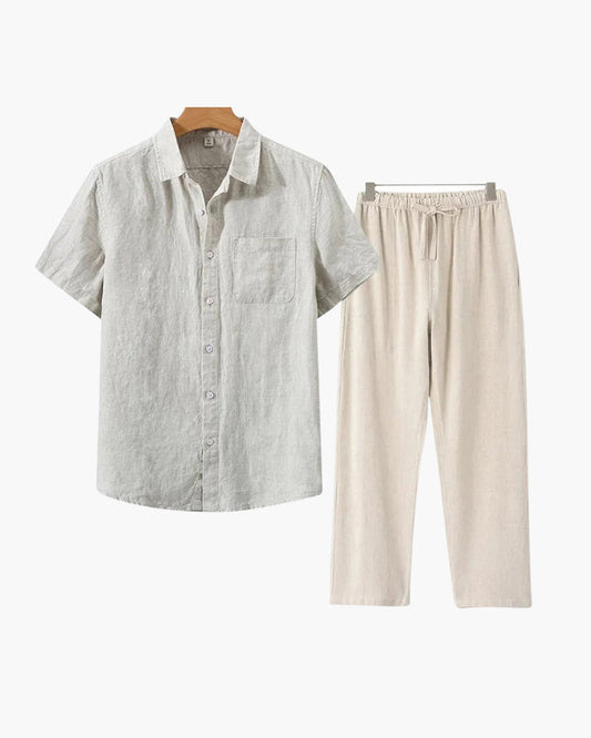 Wearing Men Linen Combo (Shortsleeve)