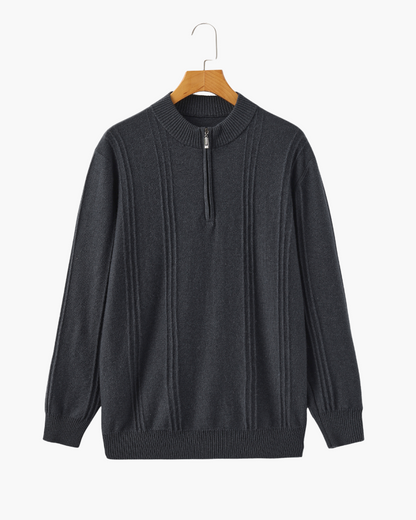 Premium Cashmere Ribbed Zip Sweater
