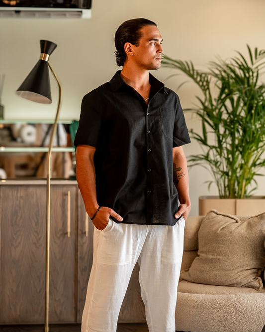 Wearing Men Cape Town Linen Shirt