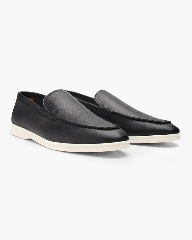 Wearing Men Cowhide Leather Loafers