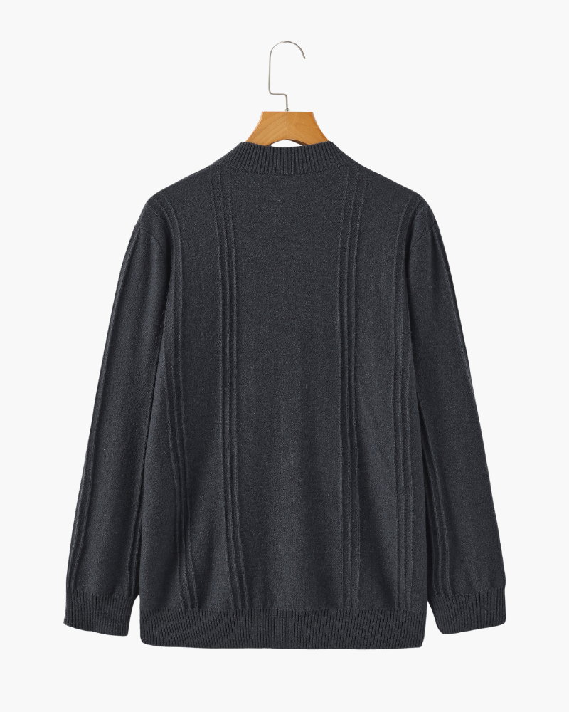 Premium Cashmere Ribbed Zip Sweater