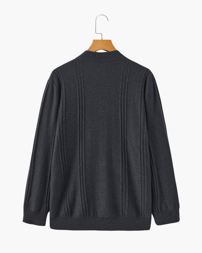 Premium Cashmere Ribbed Zip Sweater