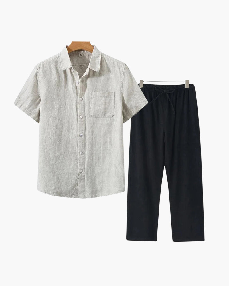 Wearing Men Linen Combo (Shortsleeve)