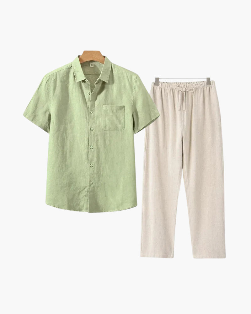 Wearing Men Linen Combo (Shortsleeve)