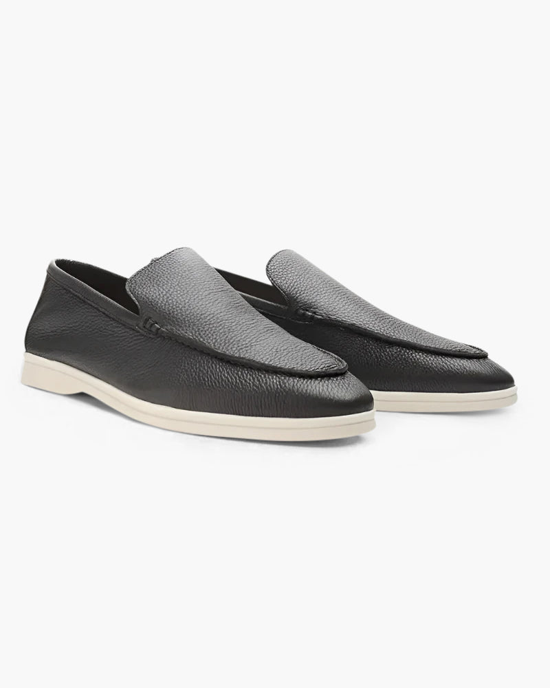 Wearing Men Cowhide Leather Loafers