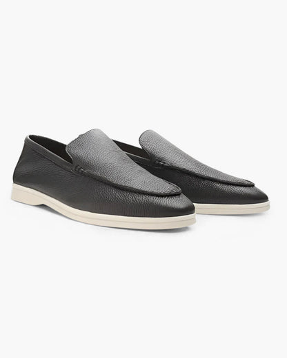 Wearing Men Cowhide Leather Loafers