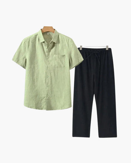 Wearing Men Linen Combo (Shortsleeve)