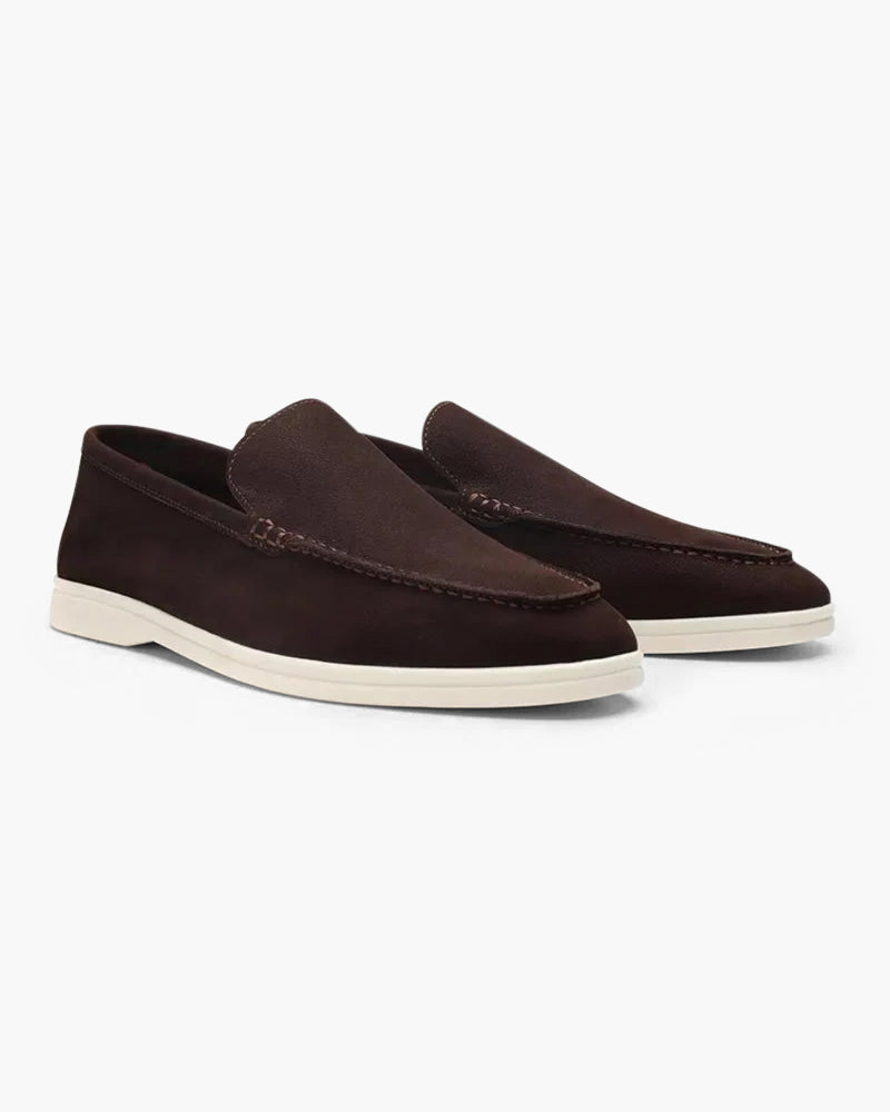 Wearing Men Cowhide Leather Loafers