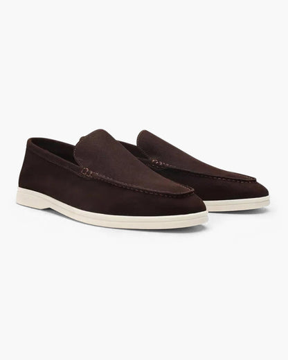 Wearing Men Cowhide Leather Loafers