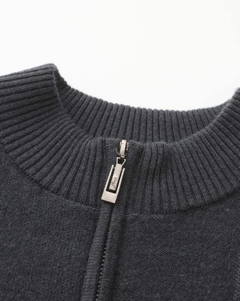 Premium Cashmere Ribbed Zip Sweater