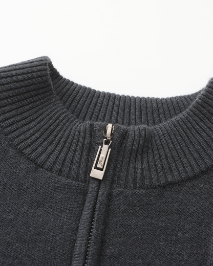 Premium Cashmere Ribbed Zip Sweater