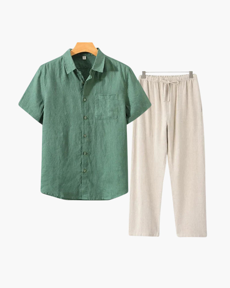Wearing Men Linen Combo (Shortsleeve)