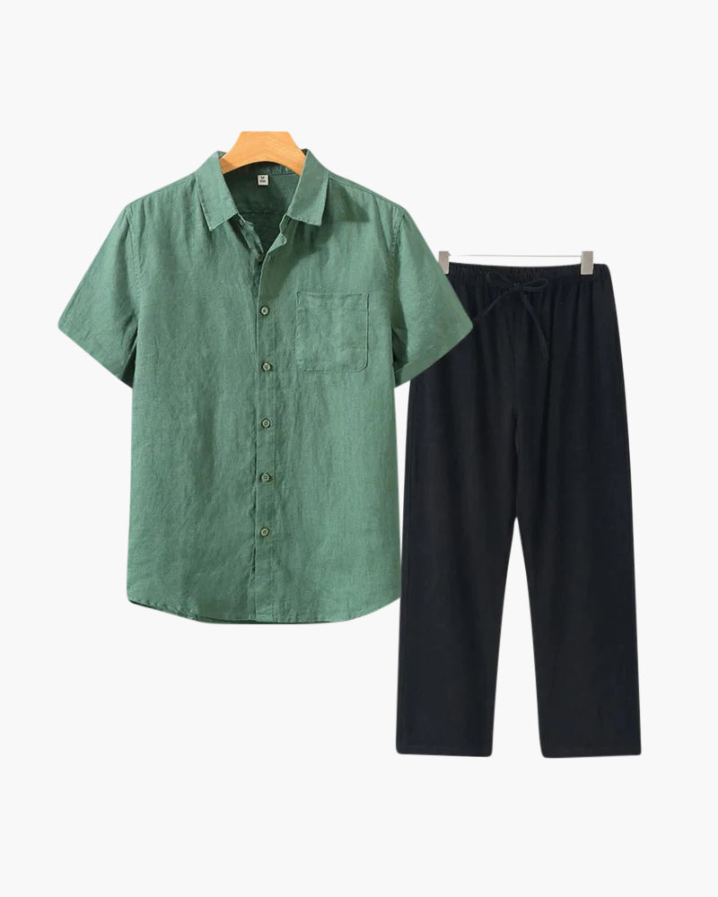 Wearing Men Linen Combo (Shortsleeve)