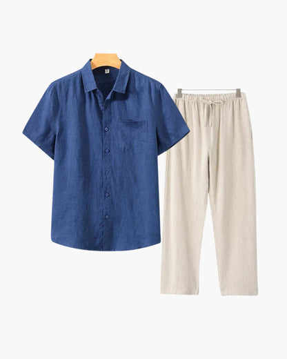 Wearing Men Linen Combo (Shortsleeve)