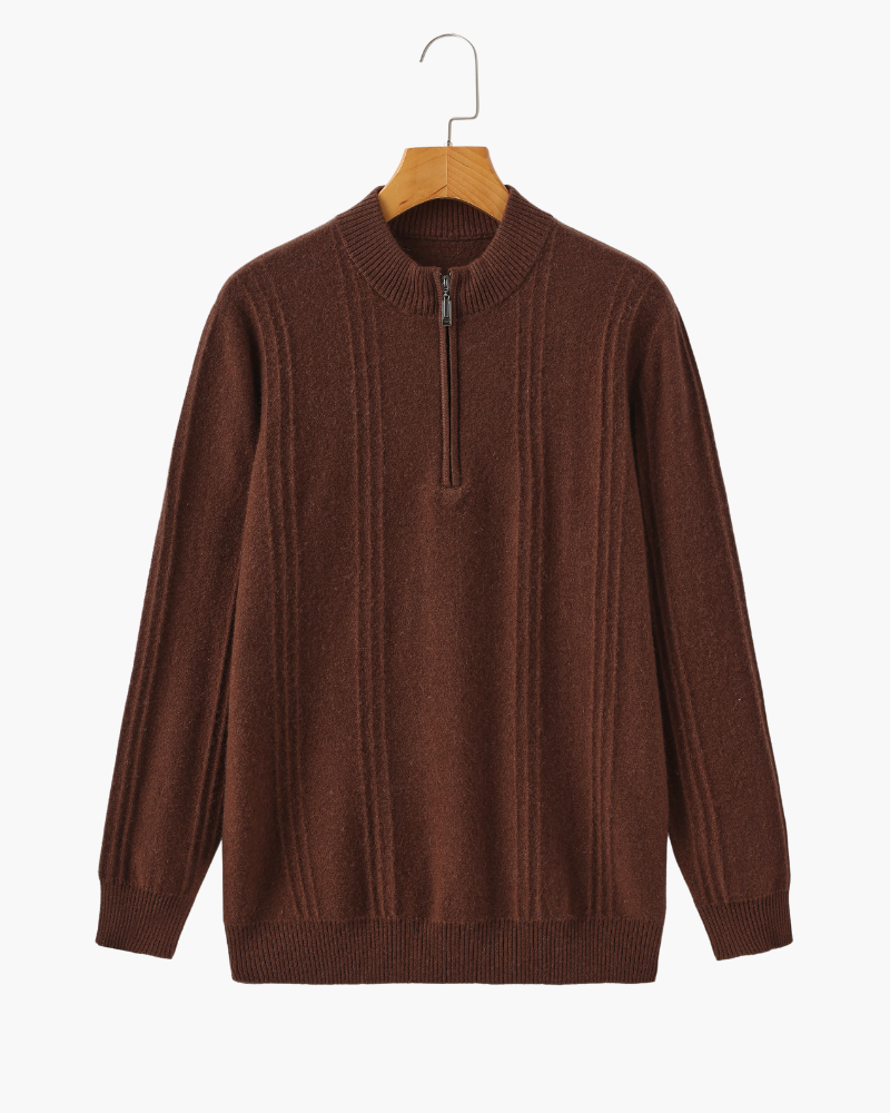 Premium Cashmere Ribbed Zip Sweater
