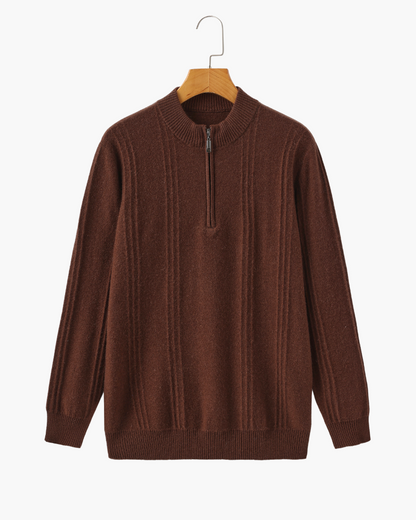 Premium Cashmere Ribbed Zip Sweater