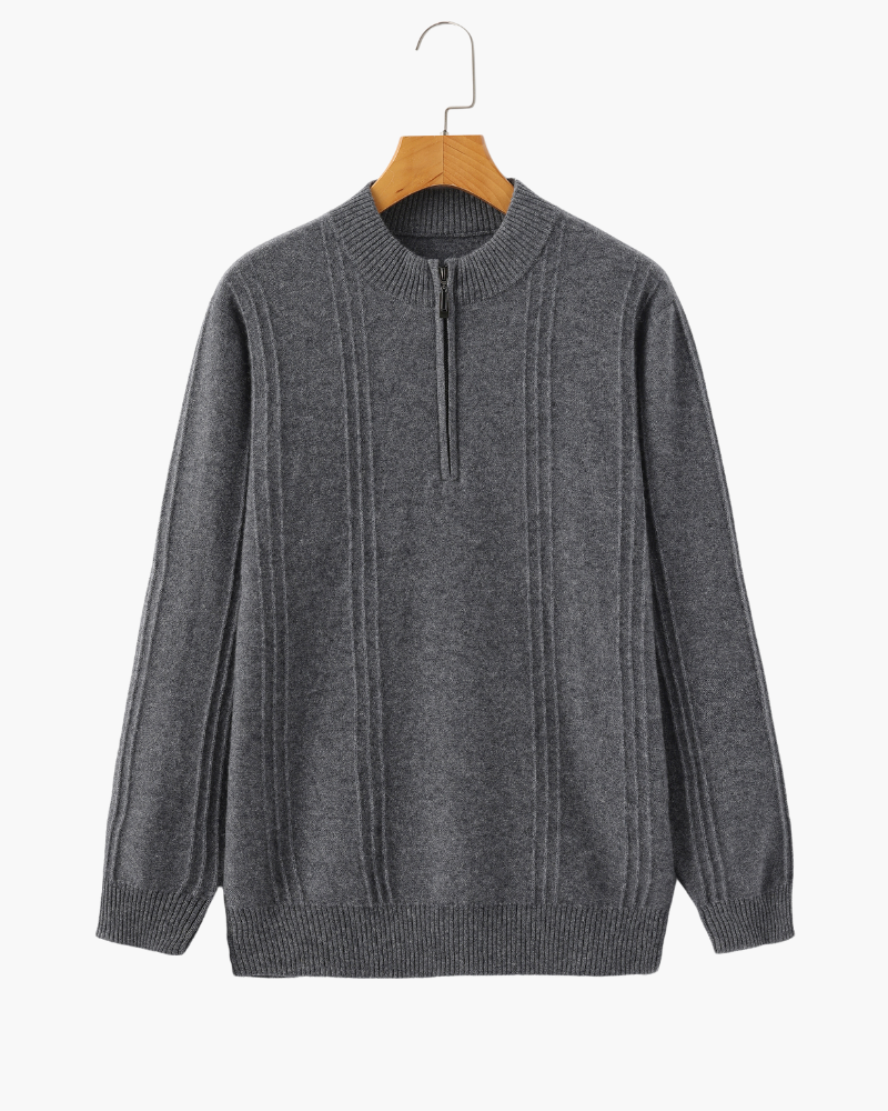 Premium Cashmere Ribbed Zip Sweater