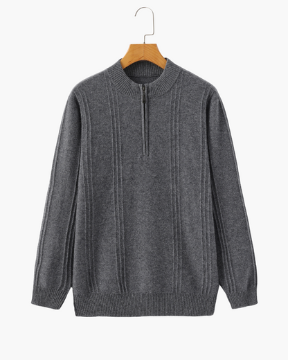 Premium Cashmere Ribbed Zip Sweater