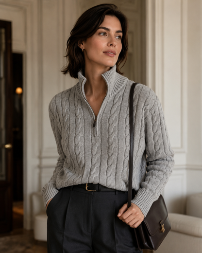 Wearing Verbier Premium Cotton Half-Zip Sweater