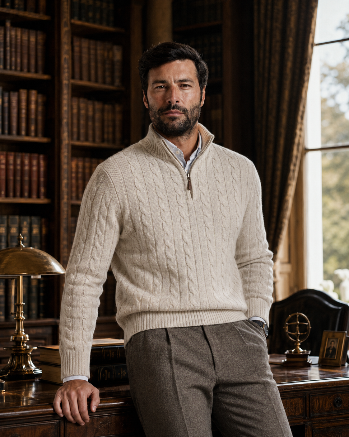 Wearing Verbier Luxe Half-Zip Cotton Sweater
