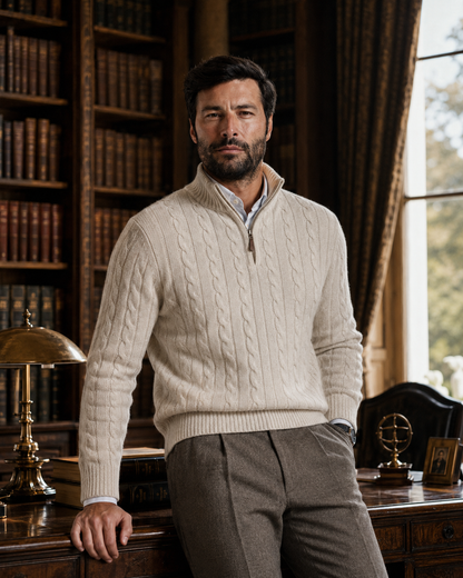 Wearing Verbier Luxe Half-Zip Cotton Sweater