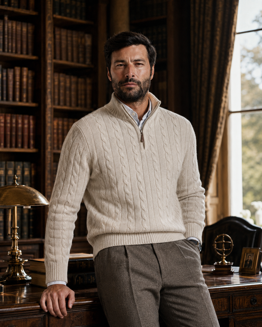 Wearing Verbier Luxe Half-Zip Cotton Sweater