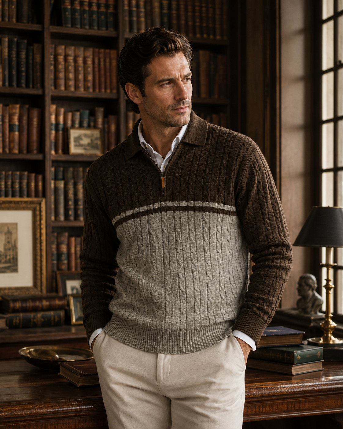 Wearing the Pure Wool Zip Sweater