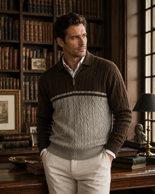 Wearing the Pure Wool Zip Sweater