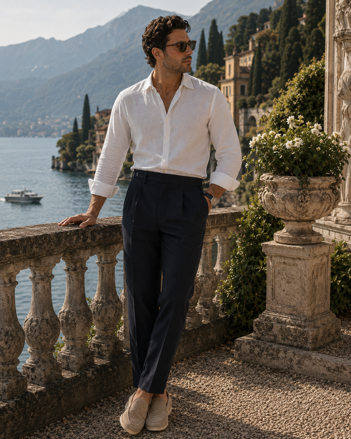Wearing the Paris High Waist Trousers