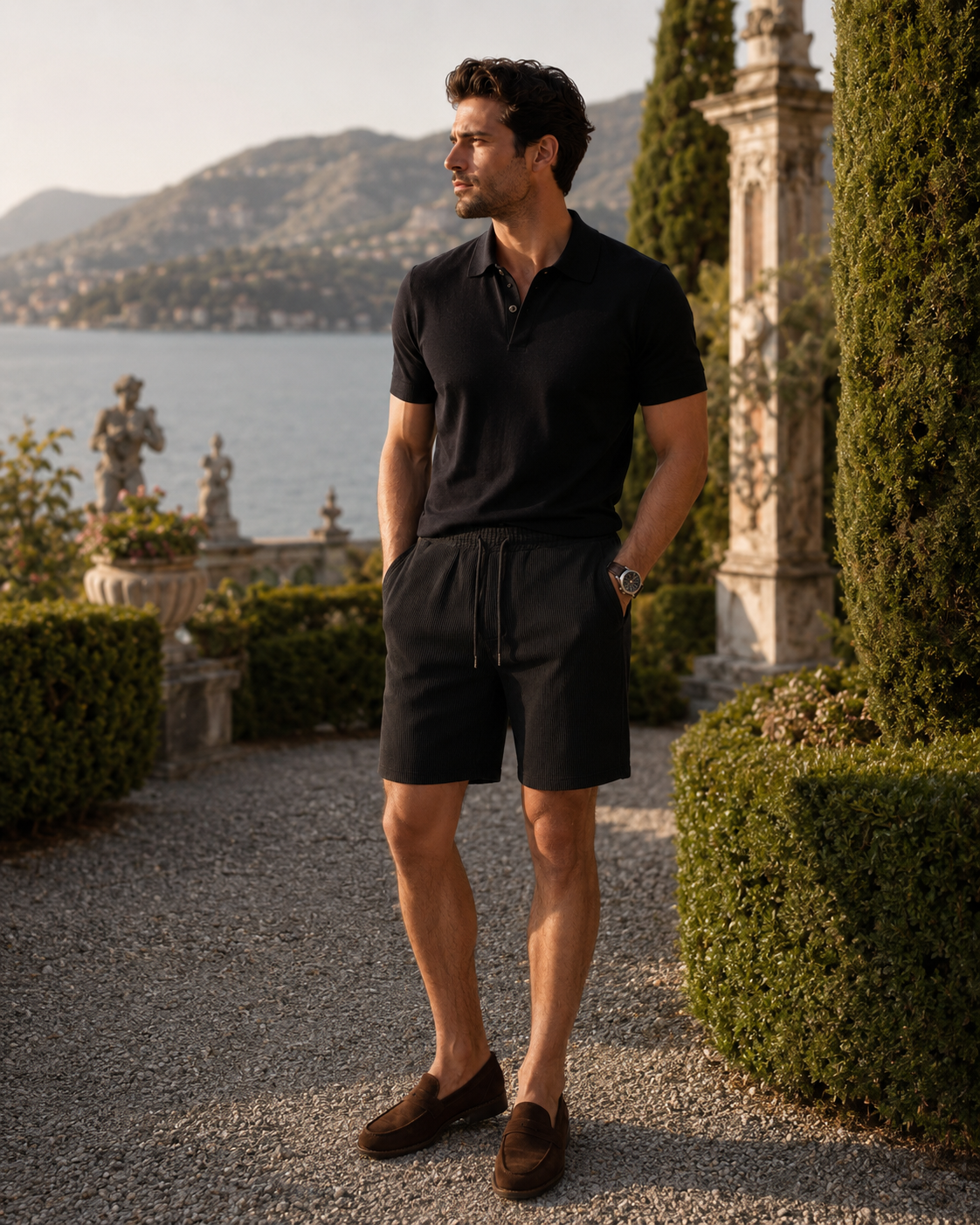 Wearing the Men's Ribbed Summer Shorts