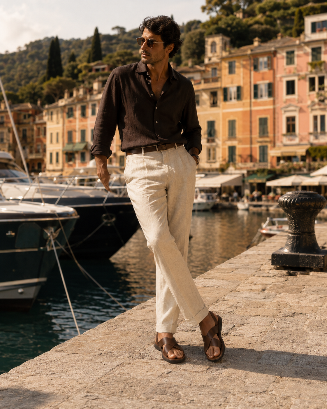 Wearing the Men's Cross Strap Slide Sandals