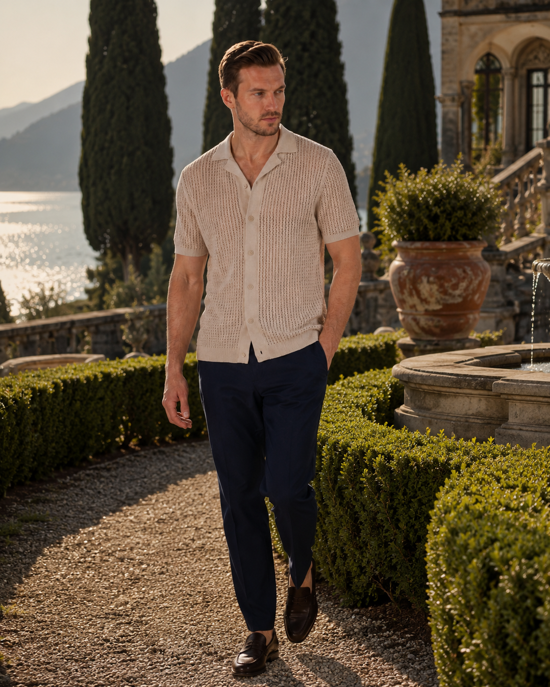 Wearing the Men's Airy Knit Summer Shirt