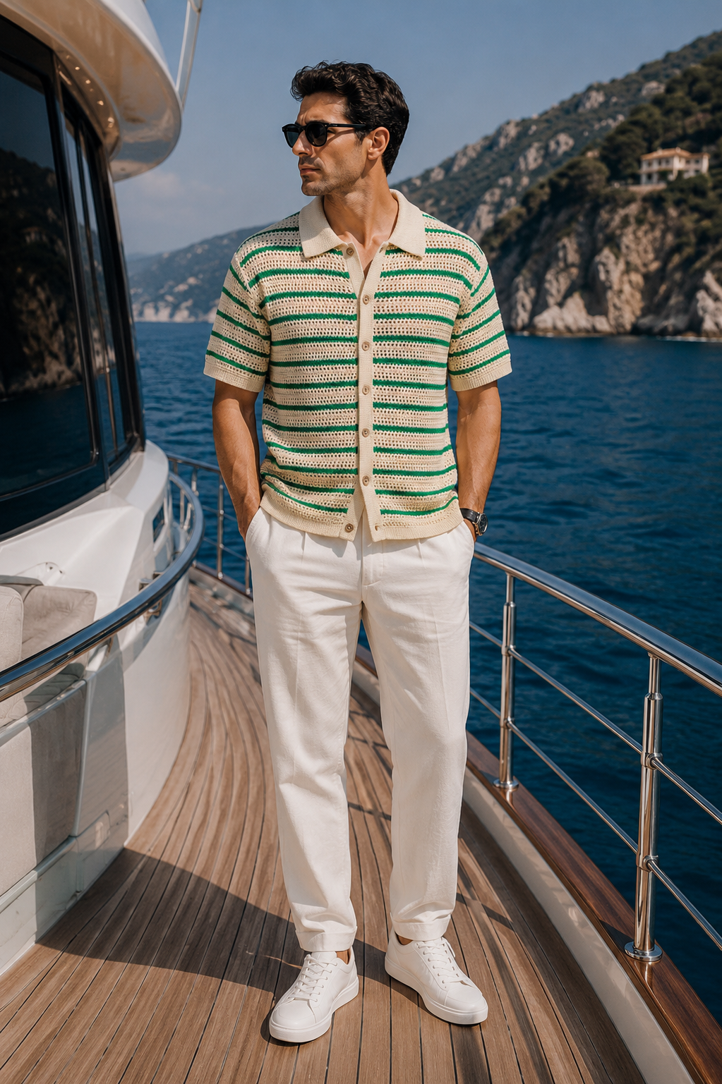 Wearing Marbella Knitted Button Shirt