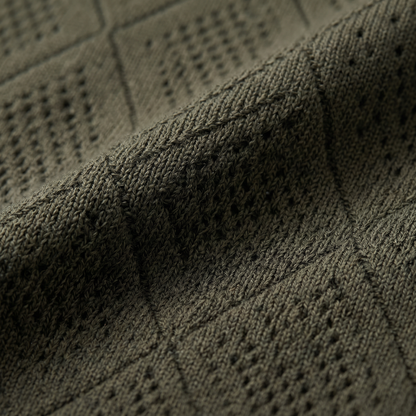 Men's Argyle Pointelle Summer Zip Polo