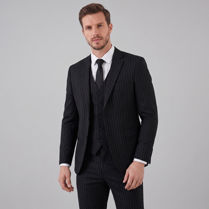 Men's Business Striped Blazer Suit Set