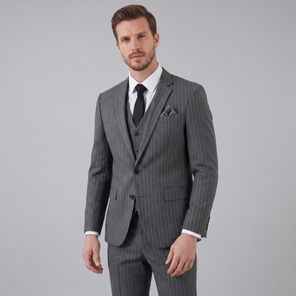Men's Business Striped Blazer Suit Set