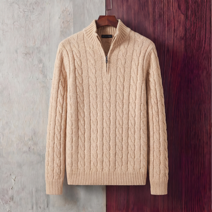 Men's Cable Knit Quarter Zip Sweater