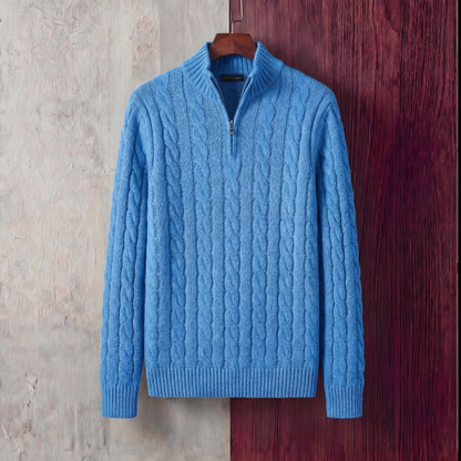 Men's Cable Knit Quarter Zip Sweater