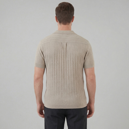 Men's Cable Knit Short Sleeve Shirt