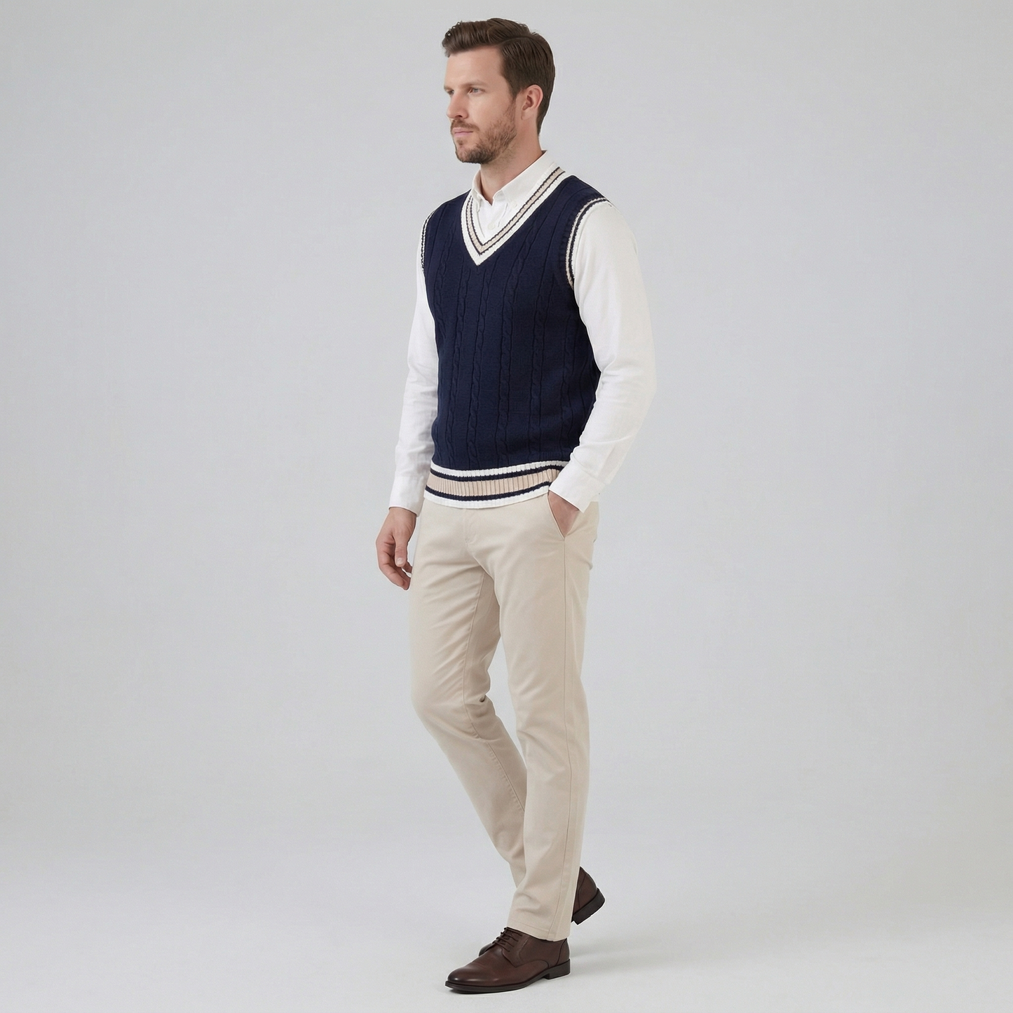 Men’s Cable Knit V-Neck Sweater Vest