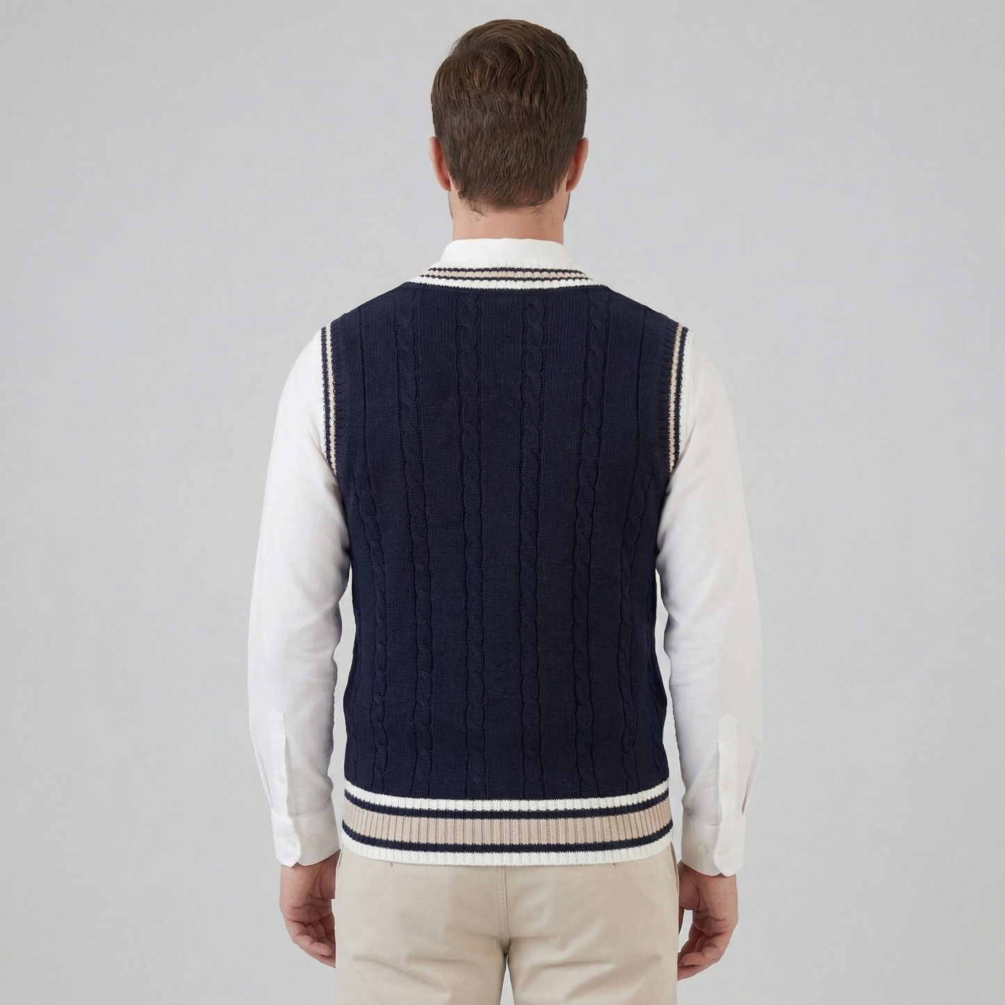 Men’s Cable Knit V-Neck Sweater Vest